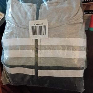 Gray and White Striped Jacket